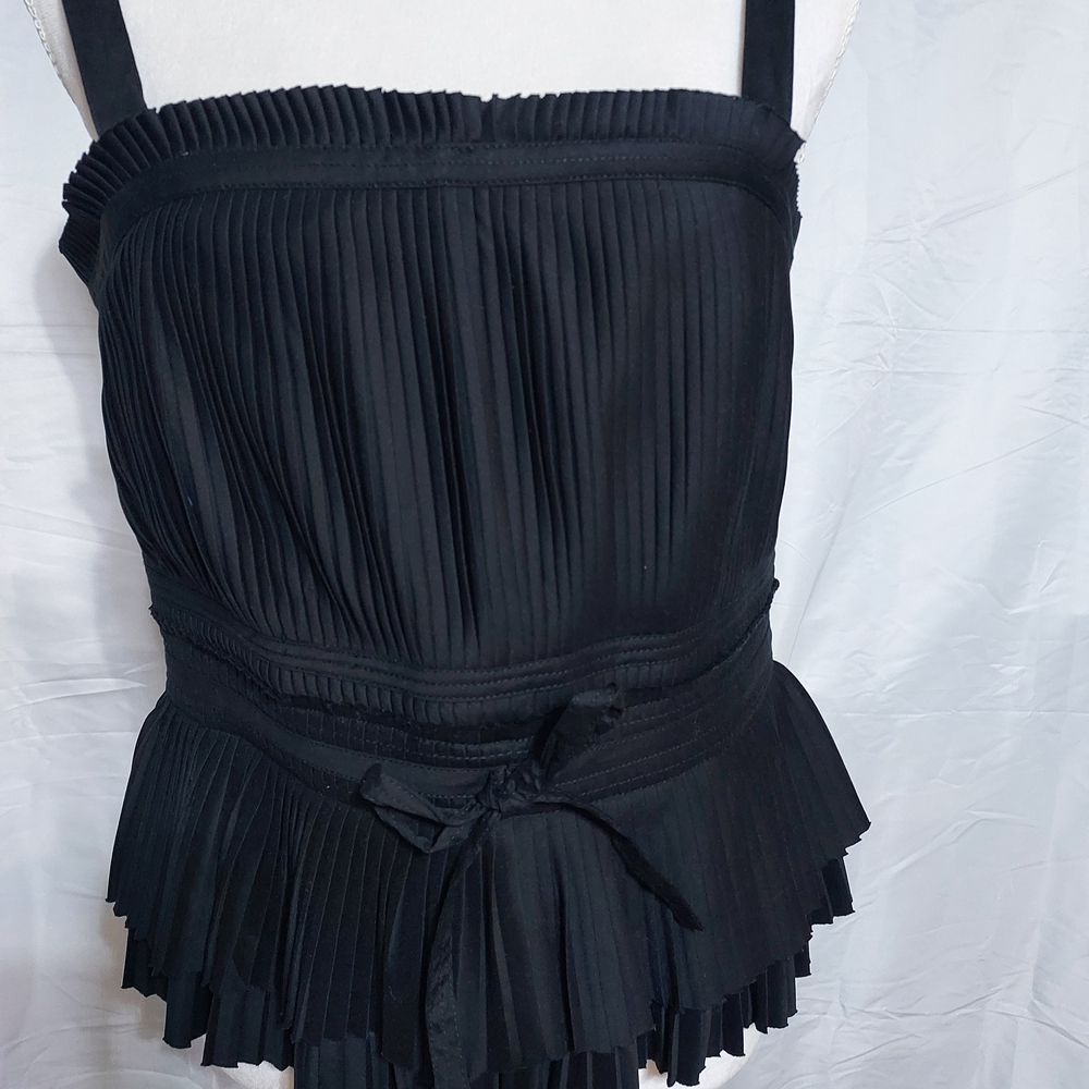 White House Black Market Pleated Black Camisole
